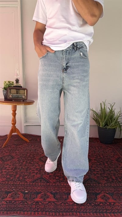 Relax Yıkamalı Mavi Baggy Jean