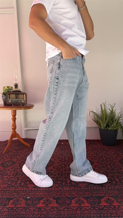 Relax Yıkamalı Mavi Baggy Jean