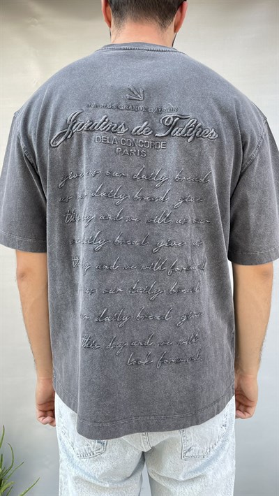 Sırt Yazı Nakış Oversize T-shirt