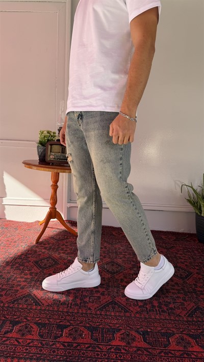 Tek Diz Üstü Yırtık Boyfriend Jean