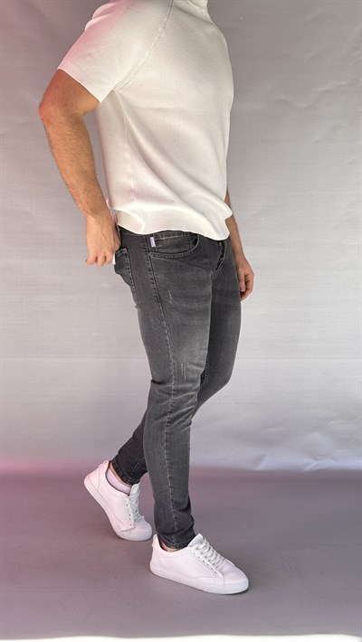 Tırnaklı Antrasit Slim Fit Jean