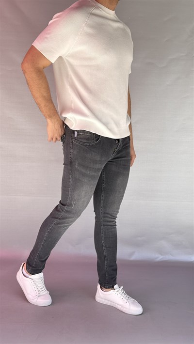Tırnaklı Antrasit Slim Fit Jean