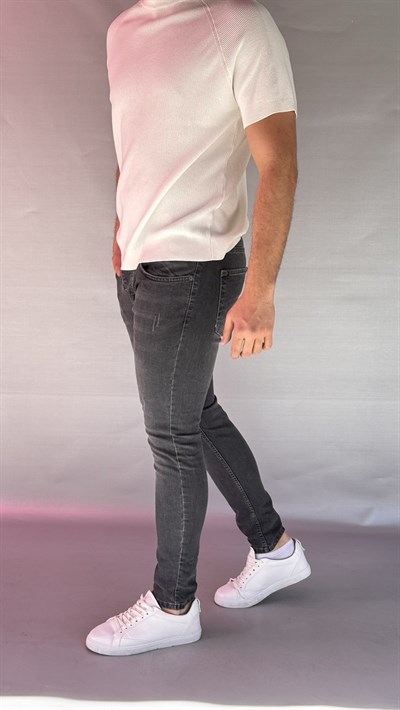 Tırnaklı Antrasit Slim Fit Jean