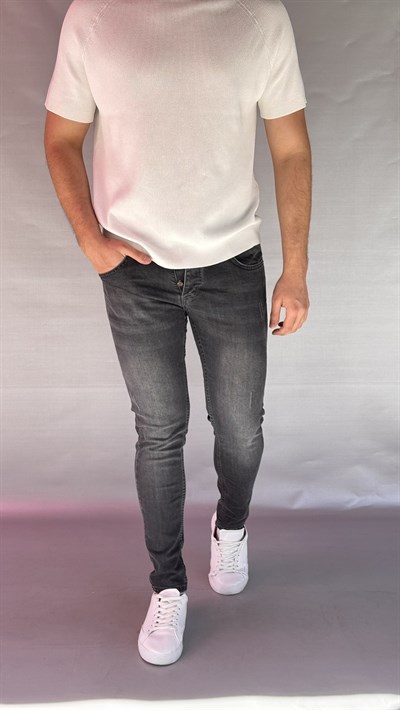 Tırnaklı Antrasit Slim Fit Jean