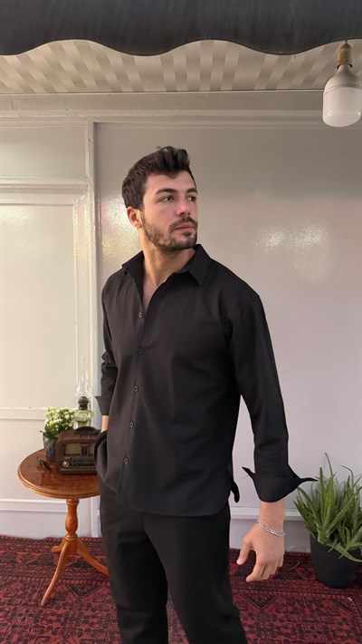 Casual Men Siyah Premium Rahat Kalıp Gömlek
