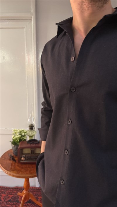 Casual Men Siyah Premium Rahat Kalıp Gömlek