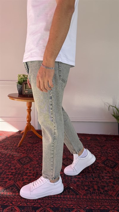 Yeşil Kar Yıkamalı Boyfriend Jean