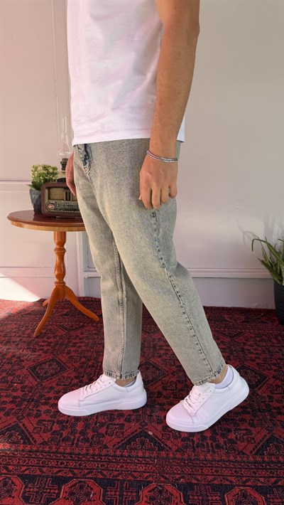 Yeşil Kar Yıkamalı Boyfriend Jean