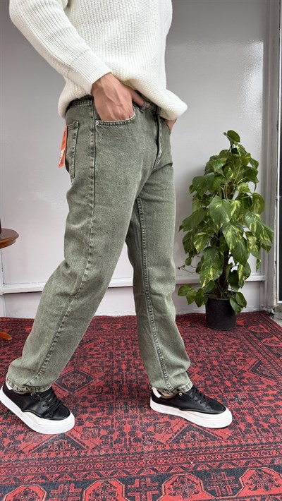 Yeşil Yıkamalı Baggy Jean