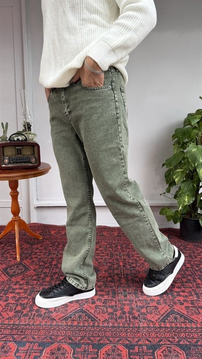 Yeşil Yıkamalı Baggy Jean
