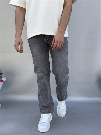 Yıkamalı Gri Baggy Pantolon