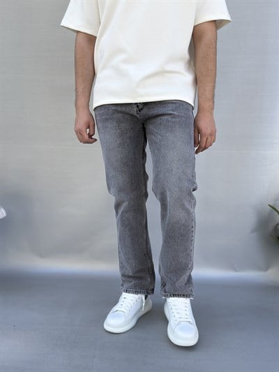 Yıkamalı Gri Baggy Pantolon