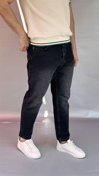 Yıkamalı Siyah Boyfriend Pantolon