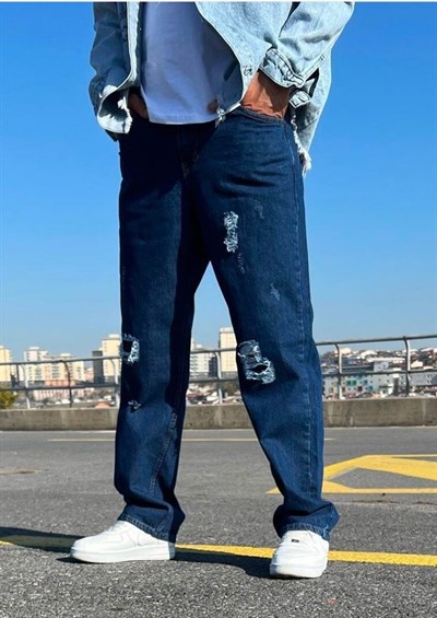 Yırtık Yamalı Baggy Jean