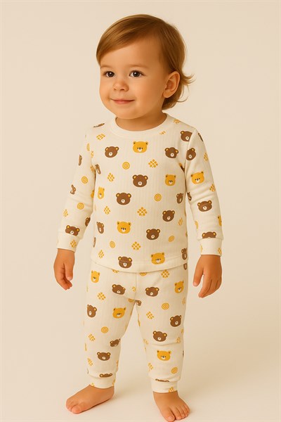 %100 Pamuk Unisex Çocuk Alt Üst Pijama Takımı | Uzun Kollu, Yumuşak ve Nefes Alan