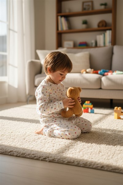Raporlu Kumaş Desenli Çocuk Pijama Takımı