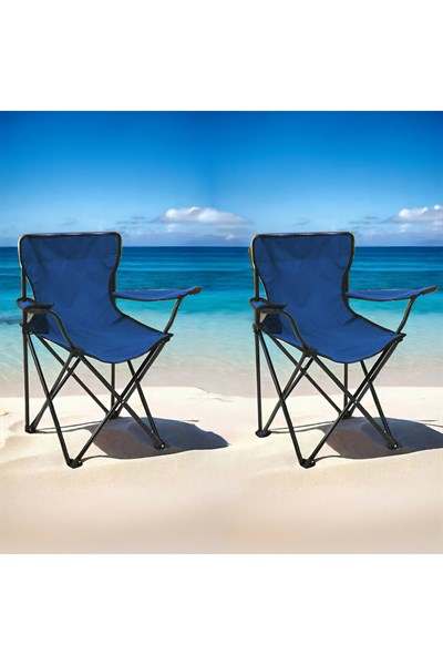 2li Piknik ve Kamp Sandalyesi - Mavi
