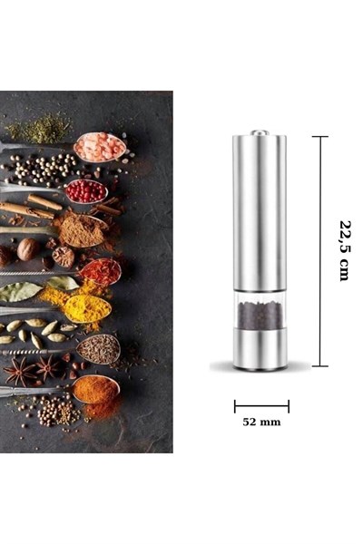 2li Set Cvs Paslanmaz Ayarlanabilir Otomatik Pilli Işıklı Tuz & Karabiber Baharat Öğütücü 2li Set