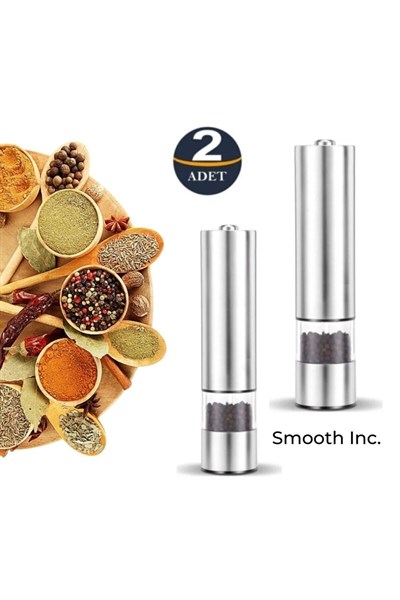 2li Set Cvs Paslanmaz Ayarlanabilir Otomatik Pilli Işıklı Tuz & Karabiber Baharat Öğütücü 2li Set