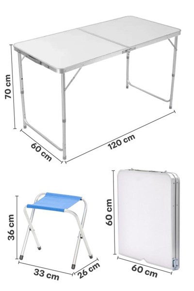 Çanta Tipi Katlanır Taşınabilir Piknik Kamp Masa Seti 4 Tabureli
