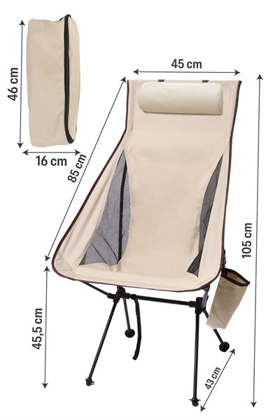 Delüks Pratik Kamp Sandalyesi Krem
