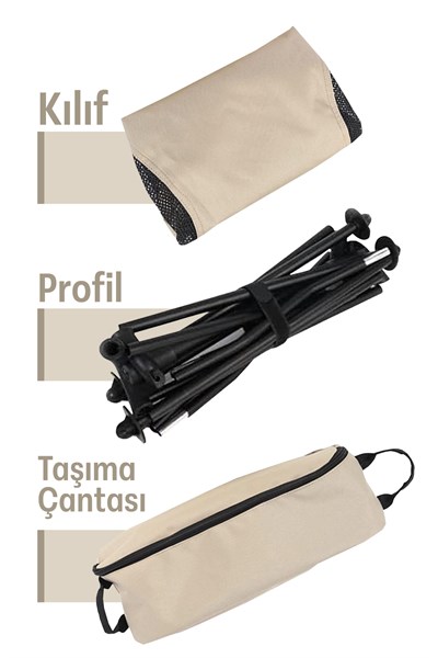 Delüks Pratik Kamp Sandalyesi Krem