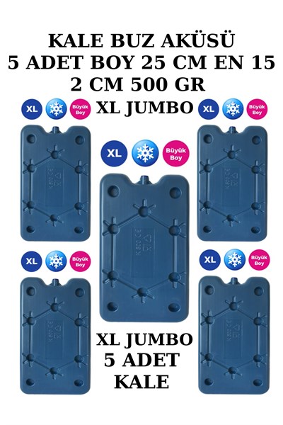 Kale Büyük Boy Jumbo Xl-25 Cm-500 gr X 5 Adet Termos Buz Aküsü Kasedi.termos-kamp-piknik-mangal.