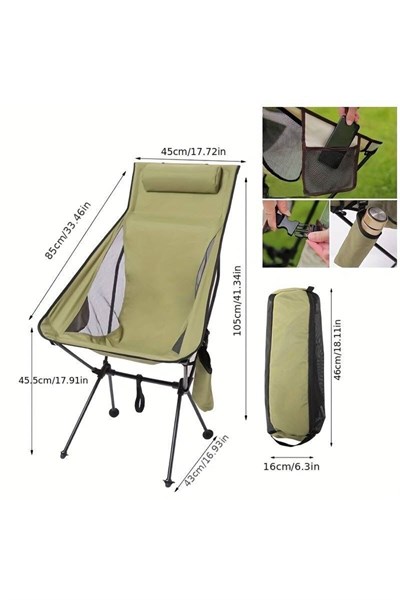 Katlanabilir Pratik Kamp Sandalyesi Ordu Yeşili