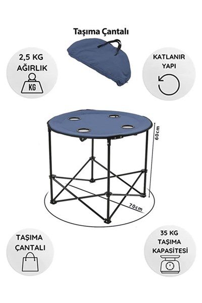 Katlanır Kamp Sandalyesi ve Masa Seti Çantalı-Katlanabilir Kamp Masa Sandalye Seti