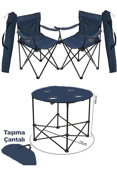 Katlanır Kamp Sandalyesi ve Masa Seti Çantalı-Katlanabilir Kamp Masa Sandalye Seti