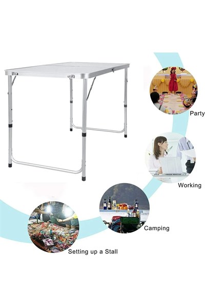 La Bonvia Orjinal Görsel Katlanır Piknik Kamp Masası Seti Çanta Tipi 4 Taburesiyle Birlikte