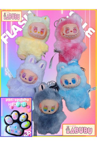 Labubu Canavar 1 adet Peluş Love Happines Hope Serenity Loyalty Luck + Squishy sukuşi hediyeli