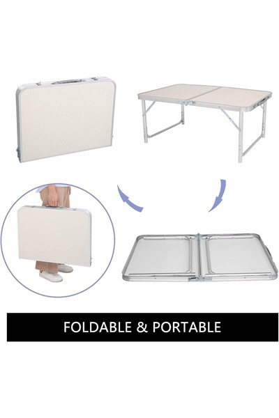 Şemsiye Bölmeli 4-6 Kişilik 4 Tabureli Katlanır Kamp Masası Seti Piknik Tatil Bahçe Seti