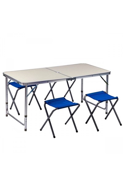 Smooth Incorporated Orjinal Katlanır Piknik/kamp Masası Seti Çanta Tipi Şemsiye Bölmeli (4 Tabure )