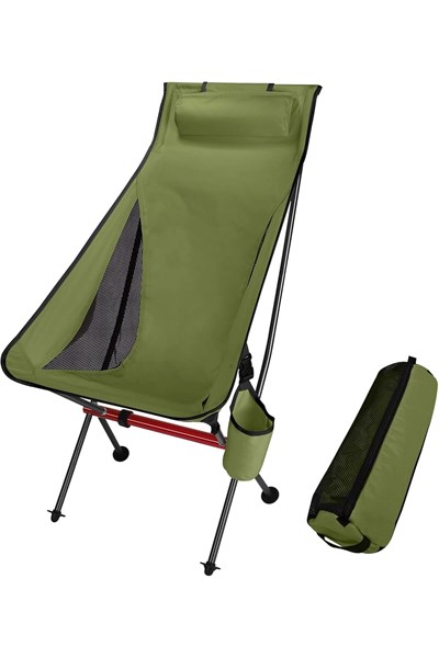 Taşıma Çantalı Pratik Kamp Sandalyesi İthal Bej Yeşil Renk Mini Araba Motor Taşınabilir