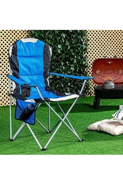 XL Mavi Kamp Sandalyesi Kamp, Bahçe, Plaj Koltuğu Kalın Profil
