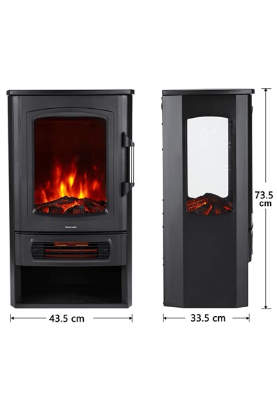 XLarge Elektrikli Şömine & Elektrikli Soba Fanlı Isıtıcı, LED Odun Efekti, Metal Kasa ND-183C