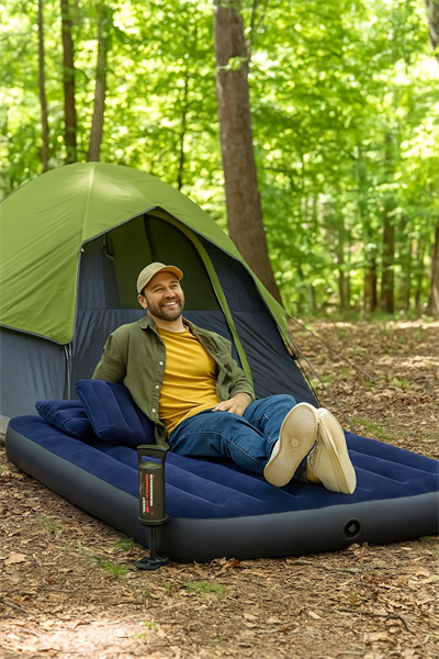 Intex Çift Kişilik Şişme Yatak + 2 Yastık + Pompa / Kamp Seti