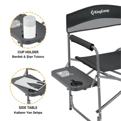 KingCamp Ash Comfort Katlanır Kamp Sandalyesi Grey