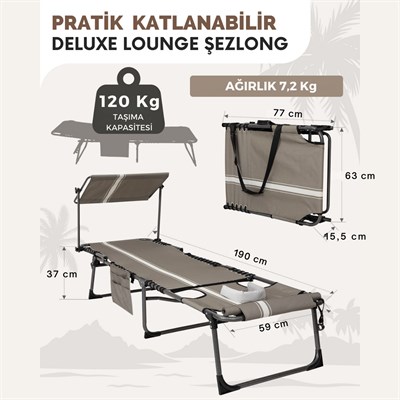 KingCamp Magnolia B10 Plus Hands-Free Premium 7 Kademeli Katlanır Şezlong Grey/White
