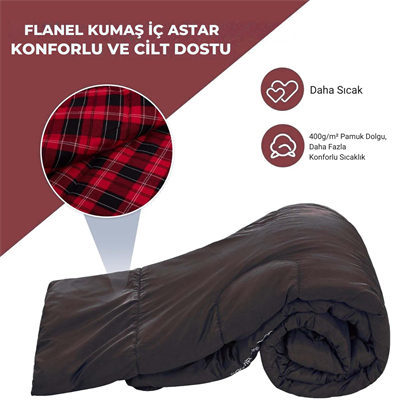 KingCamp Snowflake 300-D Ultra Çift Kişilik Uyku Tulumu Black