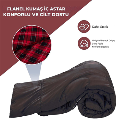 KingCamp Snowflake 300-D Ultra Çift Kişilik Uyku Tulumu Black