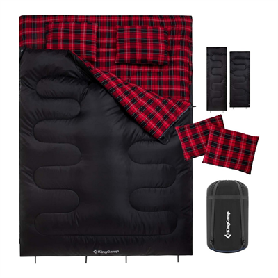 KingCamp Snowflake 300-D Ultra Çift Kişilik Uyku Tulumu Black