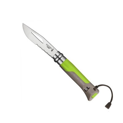 Opinel N°8 Düdüklü Polimer Sap Tırtıklı Inox/Çelik Yeşil Çakı