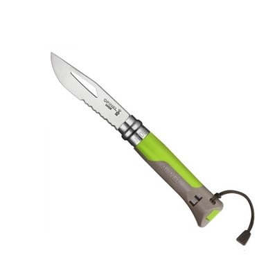 Opinel N°8 Düdüklü Polimer Sap Tırtıklı Inox/Çelik Yeşil Çakı