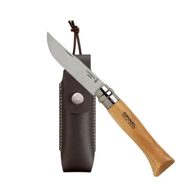 Opinel N°8 Inox Deri Kılıflı Paslanmaz Çelik Çakı Naturel