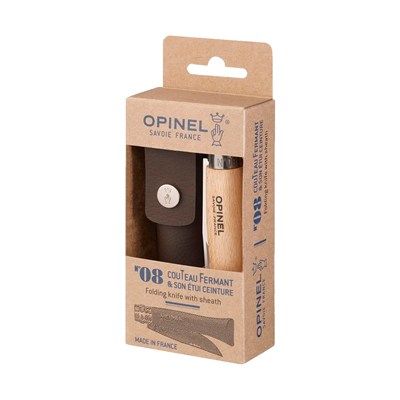 Opinel N°8 Inox Deri Kılıflı Paslanmaz Çelik Çakı Naturel