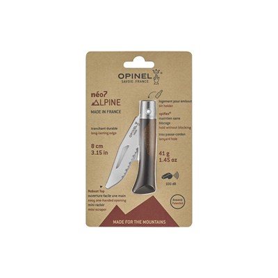 Opinel Neo7 Alpine Kahverengi Siyah Saplı Tırtıklı Paslanmaz Çelik Çakı