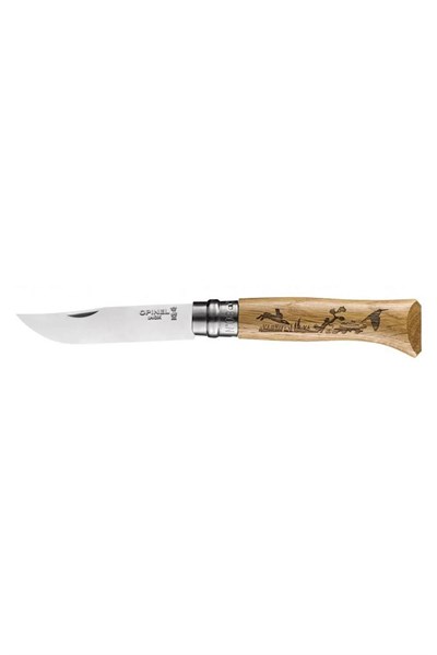Opinel Yaban Tavşanı Desenli N°8 Meşe Saplı Inox/Çelik Çakı 