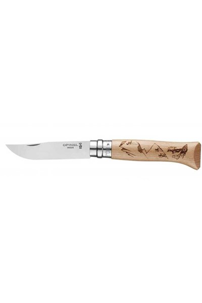 Opinel Yürüyüş Desenli N°8 Meşe Saplı Inox/Çelik Çakı 